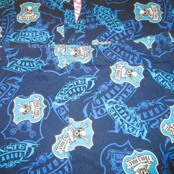 MONSTER Garage SKULLS Lounge Size XL PANTS Pockets FLEECE Pajama FLY Tools Rule - Picture 8 of 9